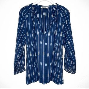 MARINE LAYER Penny Blouse in Blue Ikat